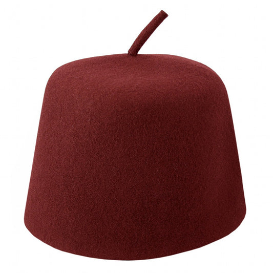 Sombrero Fez con tallo de lana de Village Hats - Granate