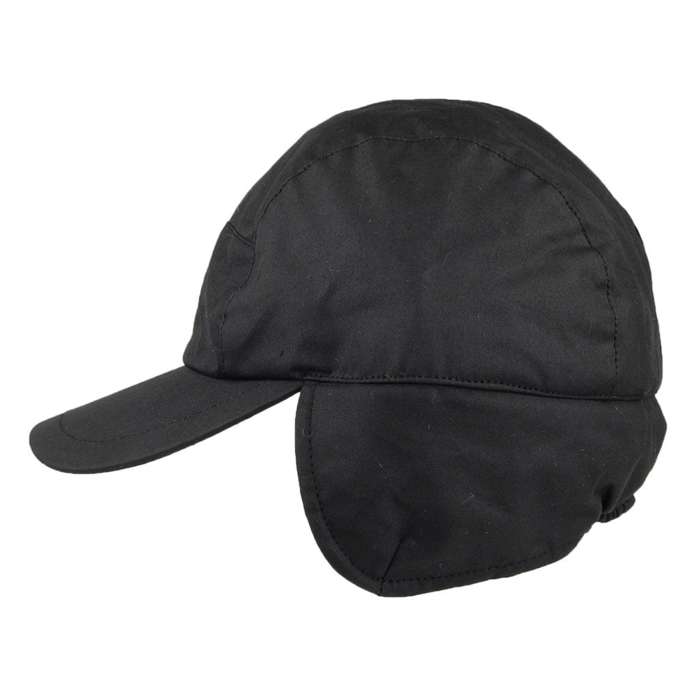 Gorra de béisbol Lumberjack de algodón encerado con orejeras de Failsworth - Negro