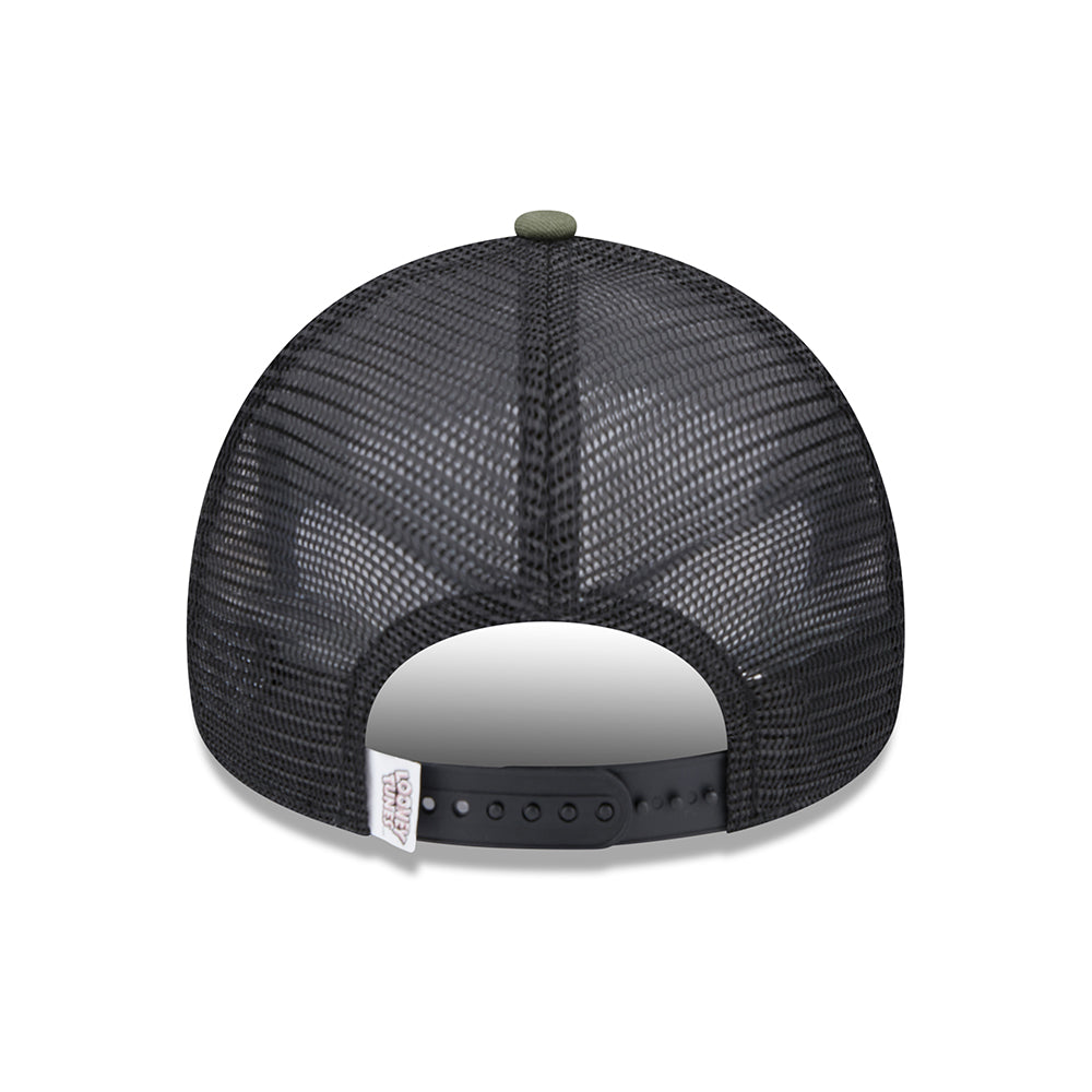 Gorra Trucker A-Frame Looney Tunes Sylvester & Tweety de New Era - Verde Oliva-Negro