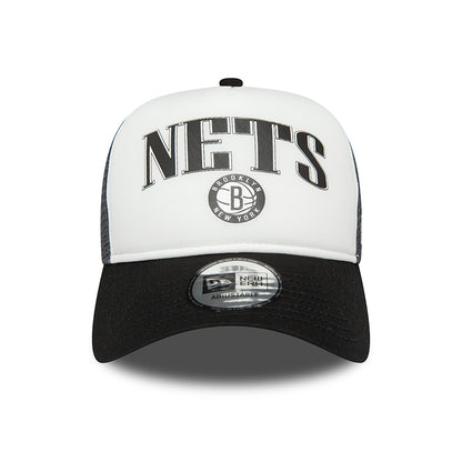 Gorra Trucker A-Frame NBA Retro Brooklyn Nets de New Era - Blanco-Negro