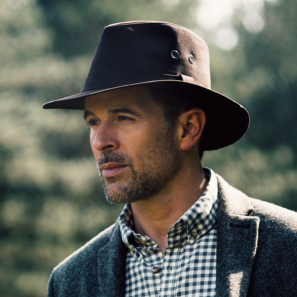 Sombrero Fedora Waxed Drifter repelente al agua de Failsworth - Marrón