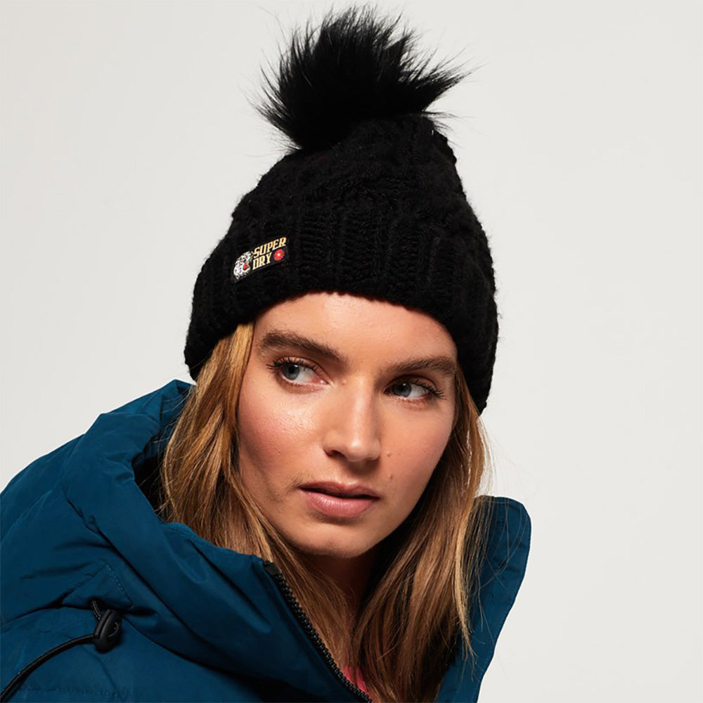 Gorro con pompón Chic Regal de Superdry - Negro