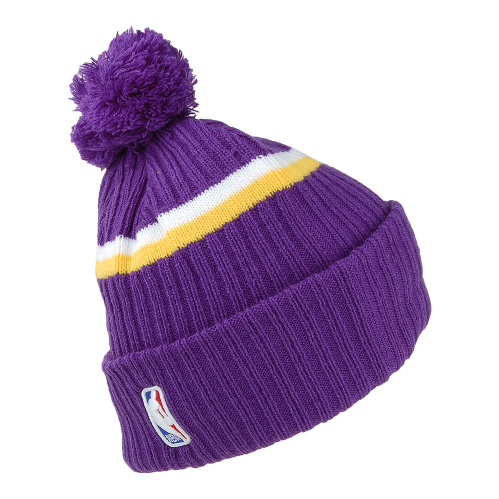 Gorro con pompón de punto cable NBA Draft OTC L.A. Lakers de New Era - Morado