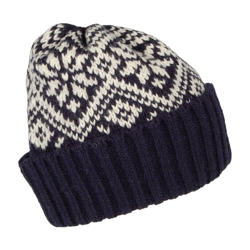 Gorro Beanie copo de nieve de alpaca de Highland 2000 - Azul Marino