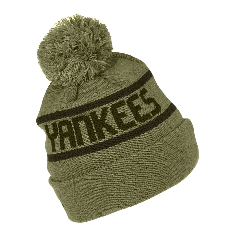 Gorro con pompón con vuelta MLB Team Jake New York Yankees de New Era - Verde Oliva-Negro