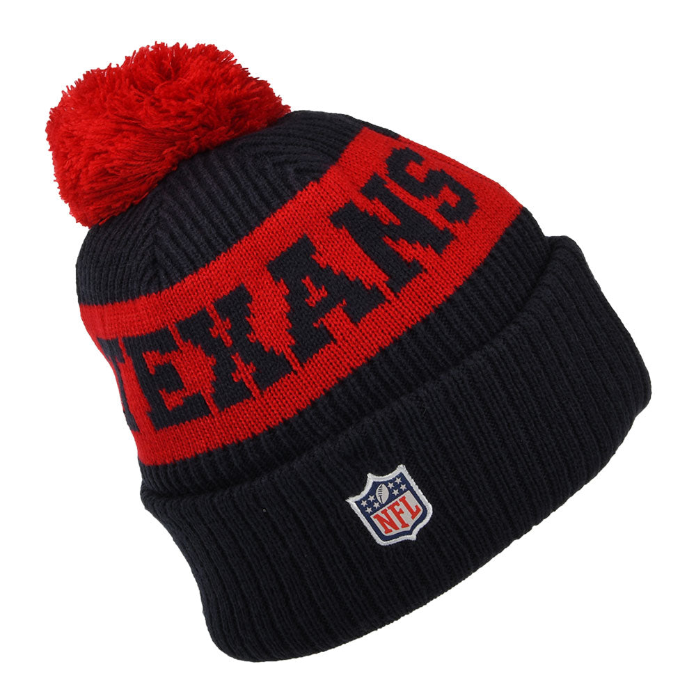 Gorro con pompón NFL On Field Sport Knit Houston Texans de New Era - Azul Marino-Rojo