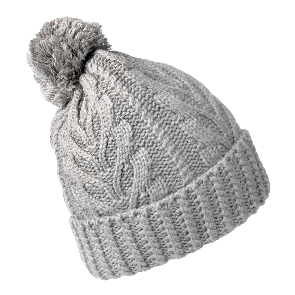 Gorro con pompón Premium de punto cable de Timberland - Gris Claro
