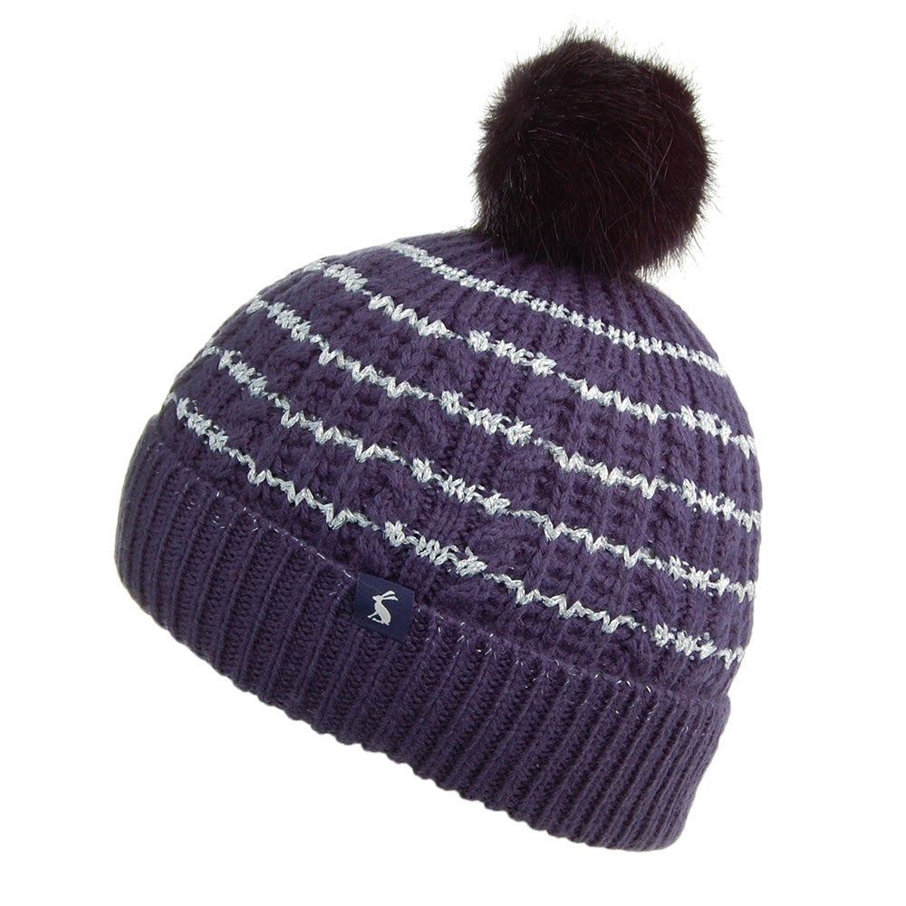 Gorro con pompón niños a rayas de Joules - Azul Marino