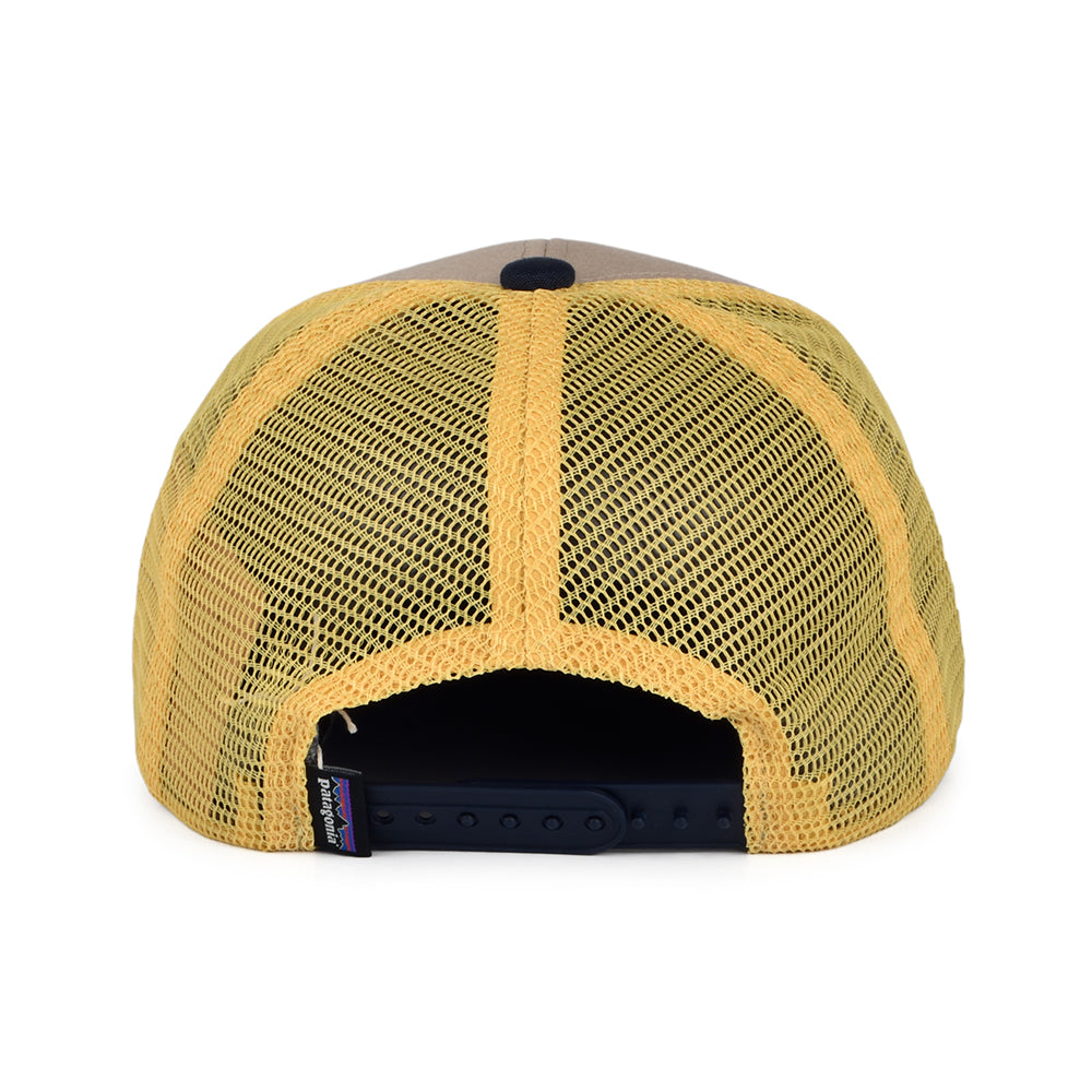 Gorra Trucker niños Ridge Rise Stripe de algodón orgánico de Patagonia - Beige Arena-Azul Marino-Amarillo