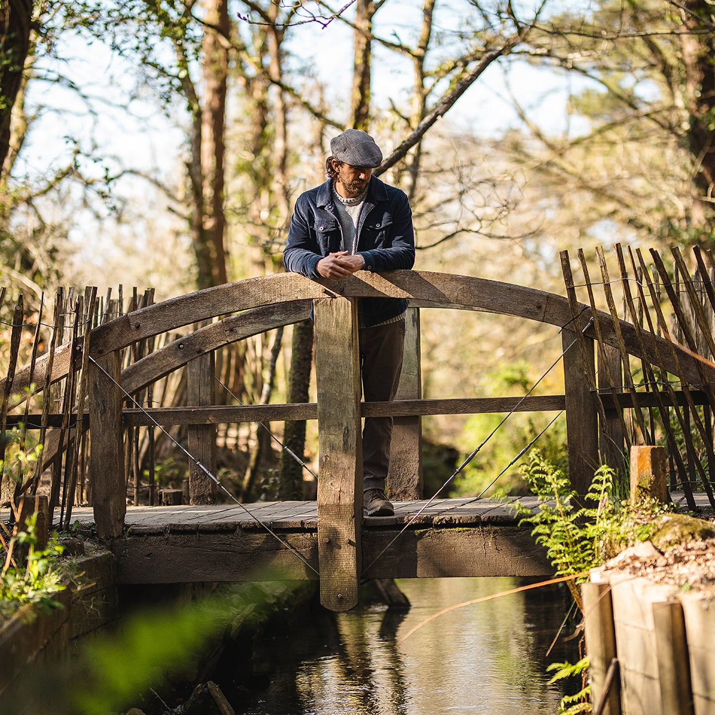 Gorra plana de tweed de Jaxon & James Marrón-Gris al por mayor