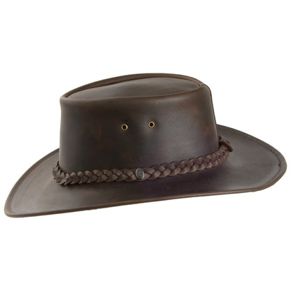 Sombrero Outback flexible de piel de Jaxon & James Marrón al por mayor