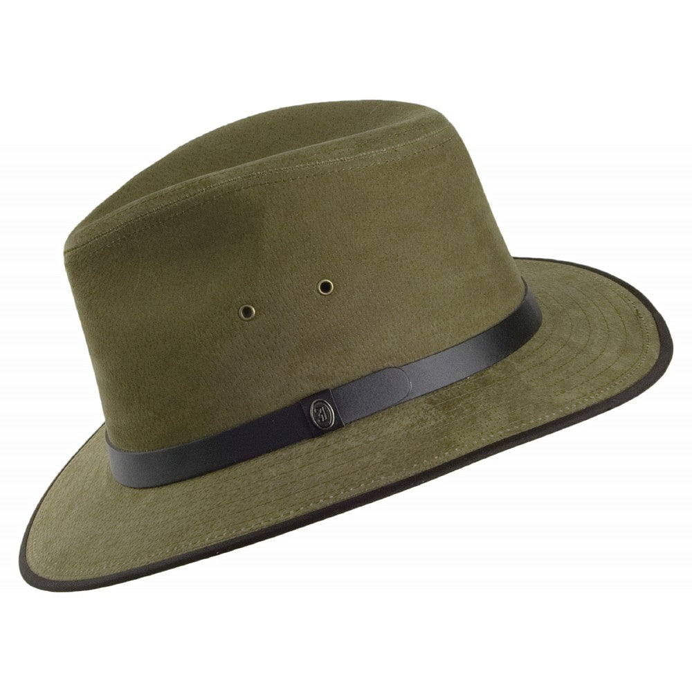 Sombrero Safari Fedora de piel Nubuck de Jaxon & James Oliva al por mayor
