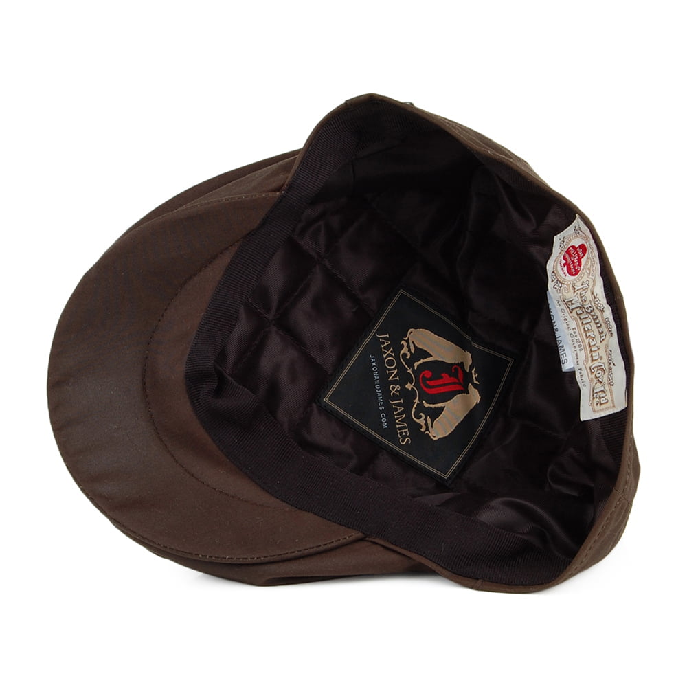 Gorra plana British Millerain de algodón encerado de Jaxon & James Marrón al por mayor