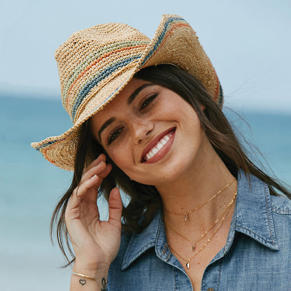 Sombrero Cowboy Trezza de rafia a crochet de Scala - Natural Claro