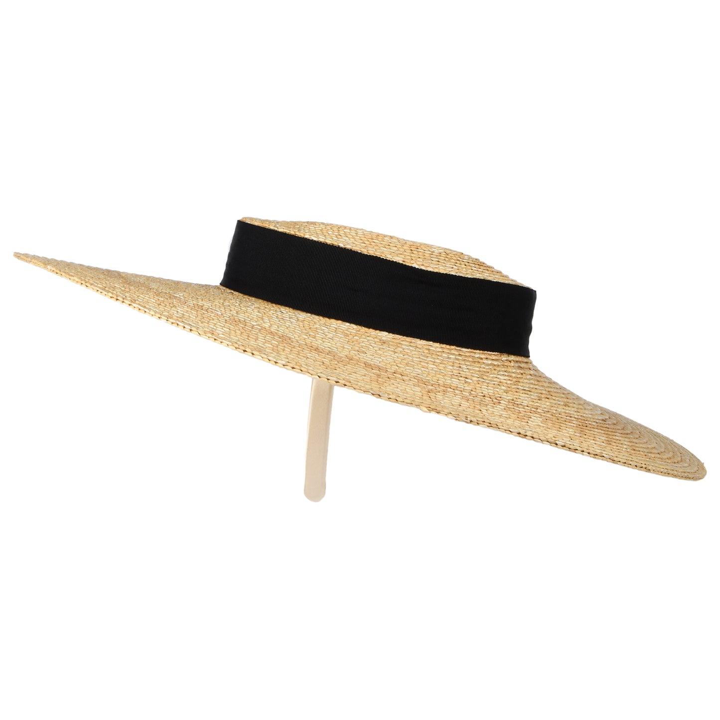 Sombrero Boater Pearl de paja de Failsworth - Natural-Negro