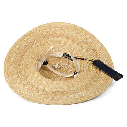 Sombrero Boater Pearl de paja de Failsworth - Natural-Negro