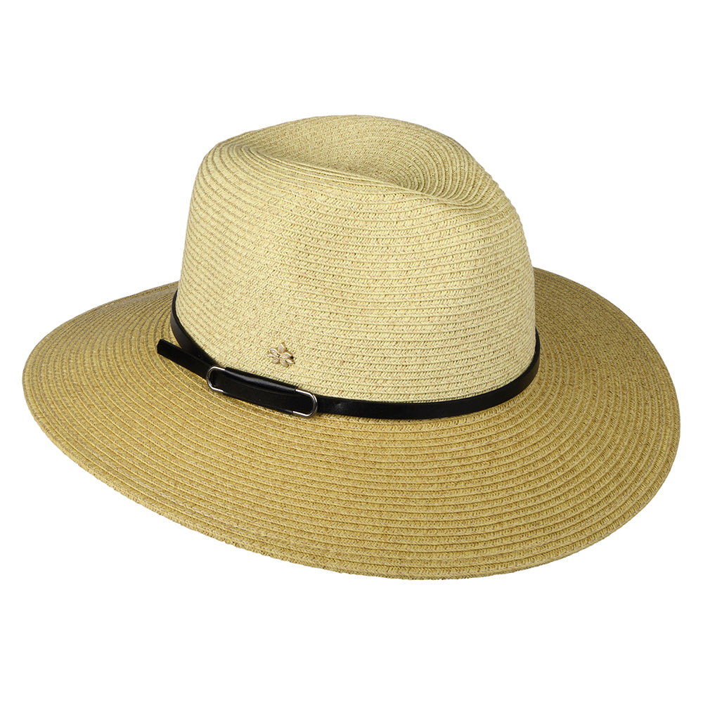 Sombrero Fedora Safari de trenza de papel de Cappelli - Natural-Negro