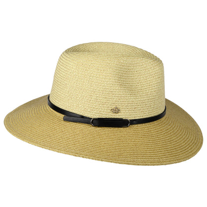 Sombrero Fedora Safari de trenza de papel de Cappelli - Natural-Negro