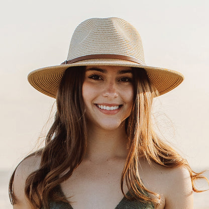 Sombrero Fedora Safari de trenza de papel de Cappelli - Natural-Marrón