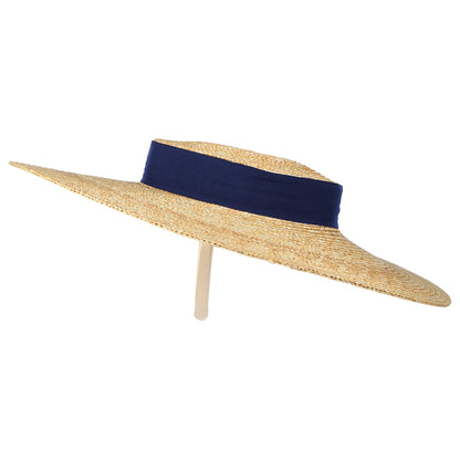 Sombrero Boater de paja de Failsworth - Natural-Azul Marino