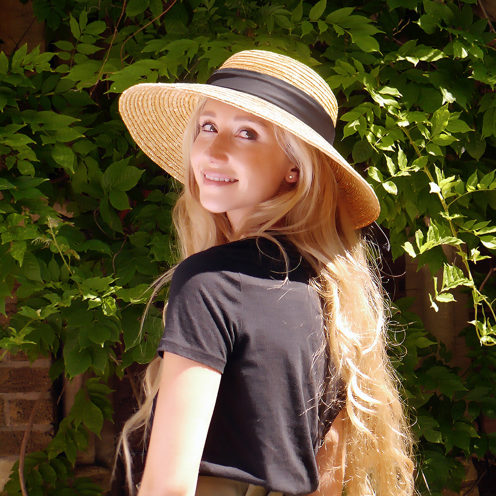 Sombrero de Sol Milan II Boater de paja de sur la tête - Natural