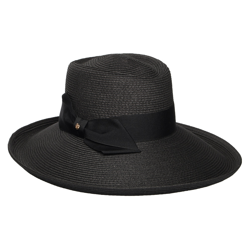 Sombrero de Sol Sissinghurst de paja con lazo azul marino de Failsworth - Negro