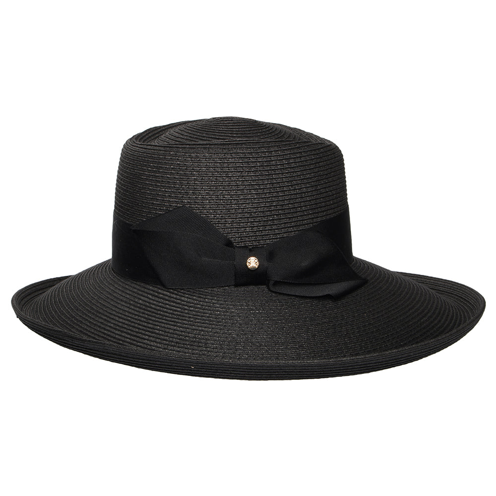 Sombrero de Sol Sissinghurst de paja con lazo azul marino de Failsworth - Negro