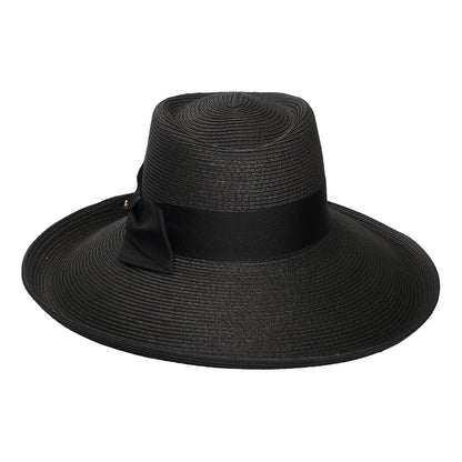 Sombrero de Sol Sissinghurst de paja con lazo azul marino de Failsworth - Negro