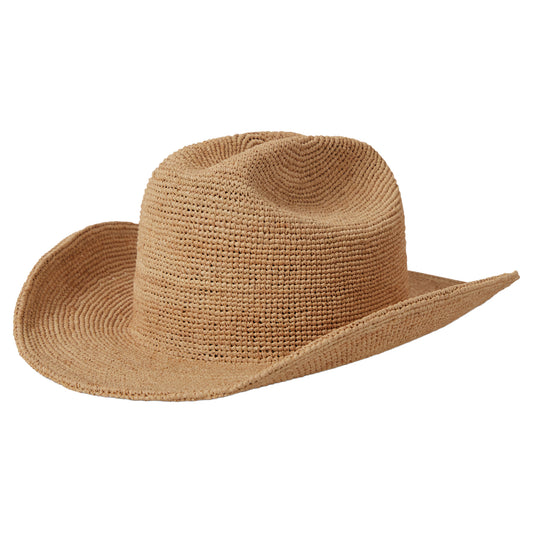 Sombrero Cowboy Odessa Crochet de paja de rafia de Brixton - Beige Arena