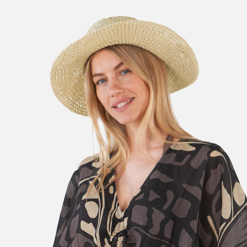 Sombrero Boater Fainte Crochet de paja toyo de Barts - Trigo