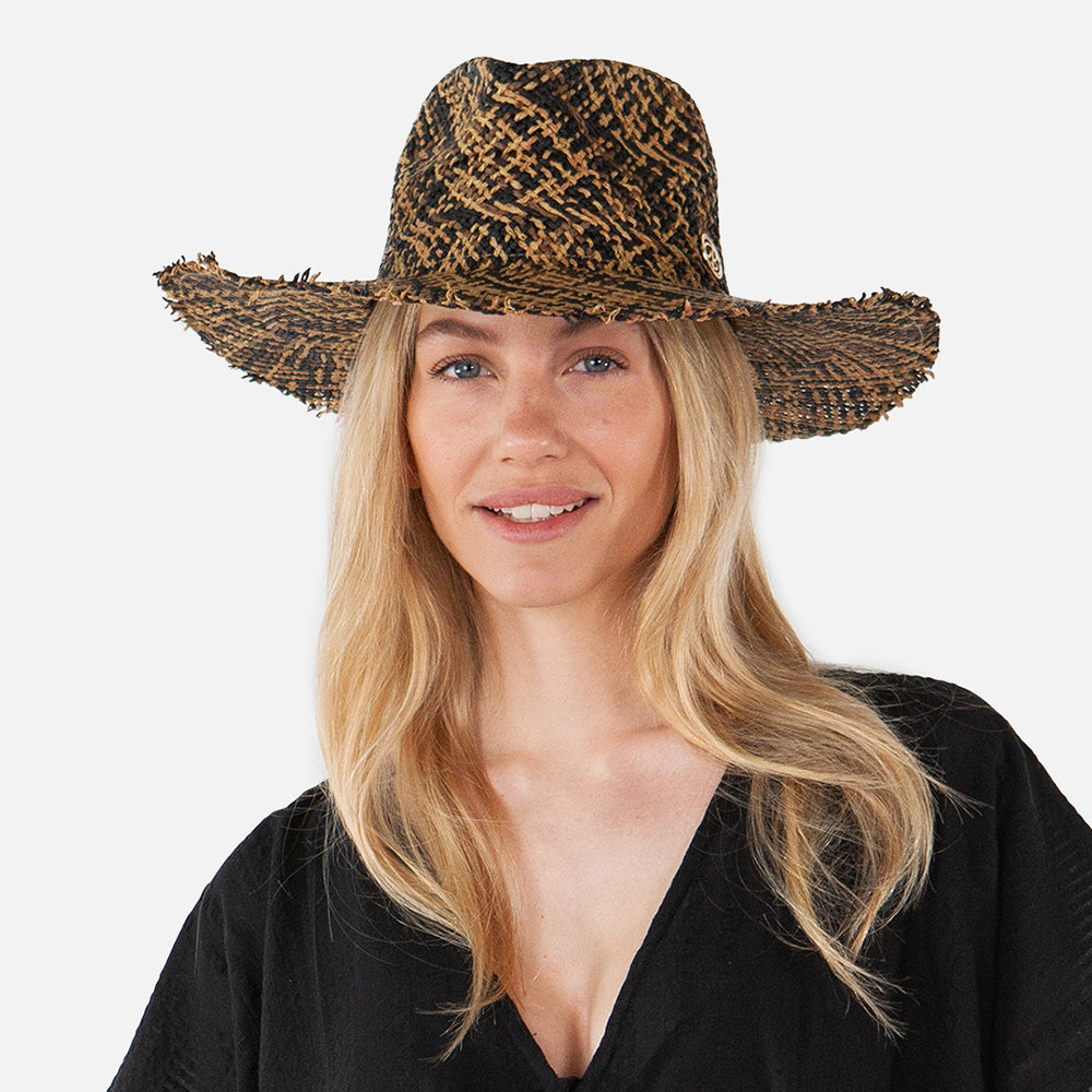 Sombrero Fedora Cozie de paja toyo de Barts - Marrón-Negro
