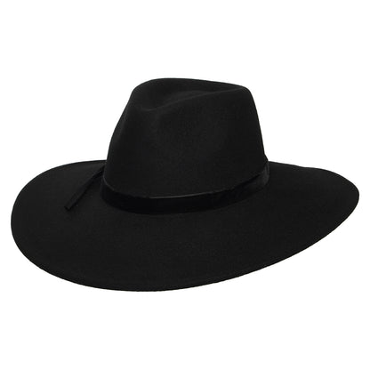 Sombrero Fedora Calista Rancher de fieltro de lana con cinta de terciopelo de Scala - Negro