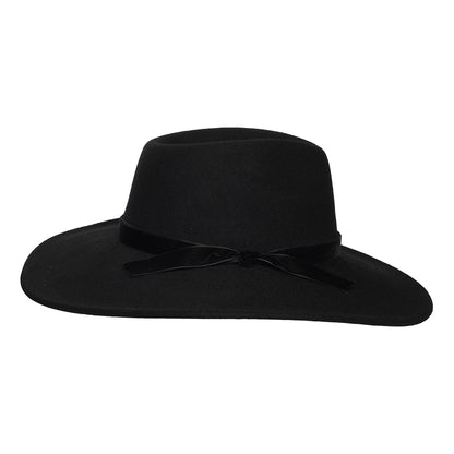 Sombrero Fedora Calista Rancher de fieltro de lana con cinta de terciopelo de Scala - Negro