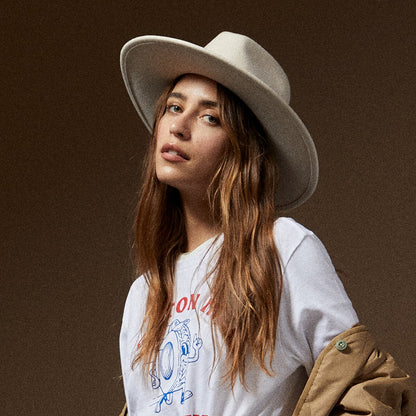 Sombrero Fedora Harper de fieltro de lana de Brixton - Crema-Natural