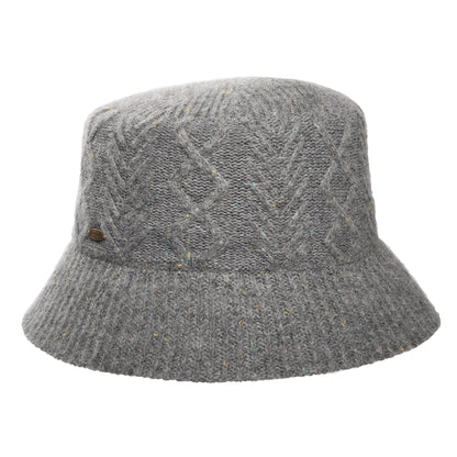 Sombrero de pescador de mezcla de lana de punto trenzado de Scala - Gris