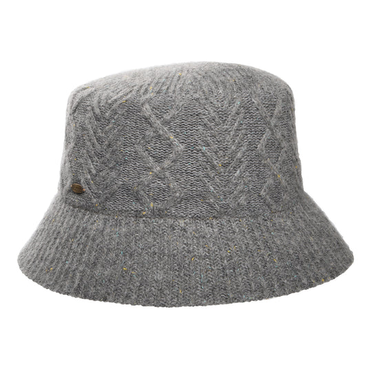 Sombrero de pescador de mezcla de lana de punto trenzado de Scala - Gris