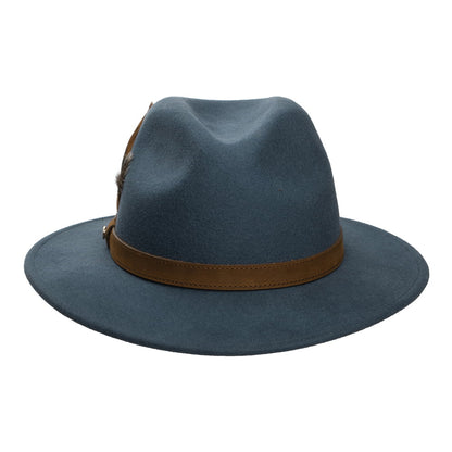 Sombrero Fedora impermeable de fieltro de lana Con plumas de Failsworth - Azul Pizarra