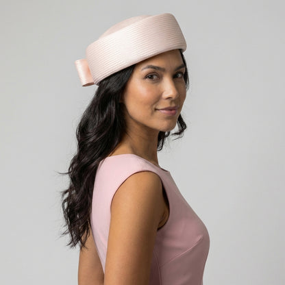 Sombrero Pillbox mujeres Jackie O de paja de Whiteley - Rosa