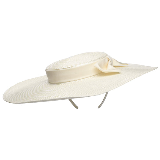 Sombrero Boater Pearl de paja toyo de Failsworth - Blanco Marfil