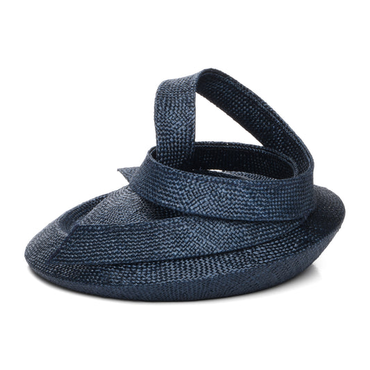 Sombrero Pillbox Charlotte de paja de Whiteley - Azul Marino