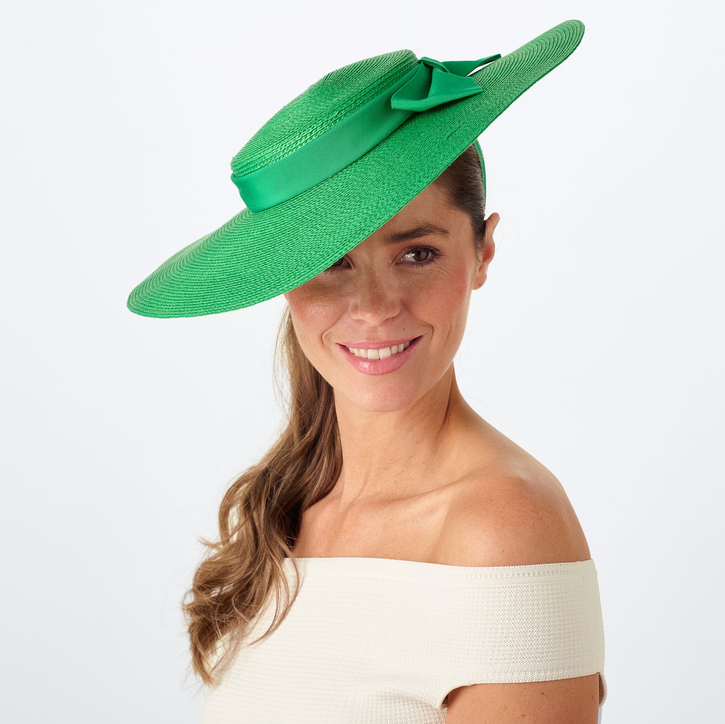 Sombrero Boater Pearl de paja toyo de Failsworth - Verde