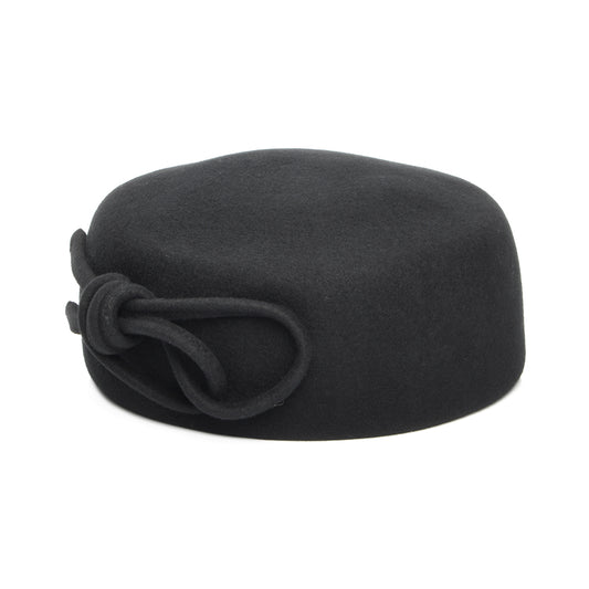 Sombrero Pillbox Caroline de lana con lazo de Whiteley - Negro