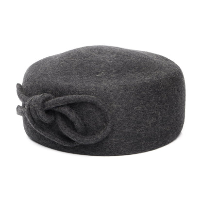 Sombrero Pillbox Caroline de lana con lazo de Whiteley - Antracita