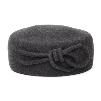 Sombrero Pillbox Caroline de lana con lazo de Whiteley - Antracita