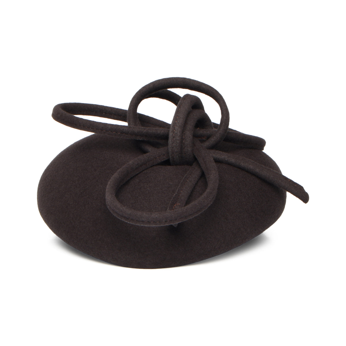 Sombrero Pillbox Rosey de lana con espiral de Whiteley - Chocolate