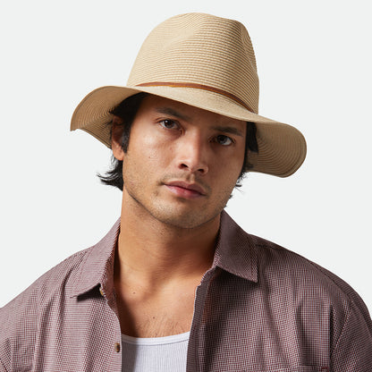 Sombrero Fedora Wesley plegable de paja de Brixton - Beige Arena