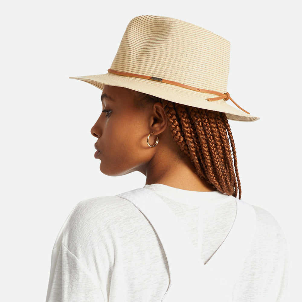 Sombrero Fedora Wesley plegable de paja de Brixton - Beige Arena