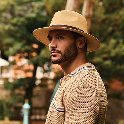Sombrero Fedora Safari de paja toyo de Failsworth - Beige Arena