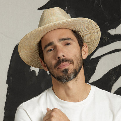 Sombrero Fedora Messer Western de paja de Brixton - Natural