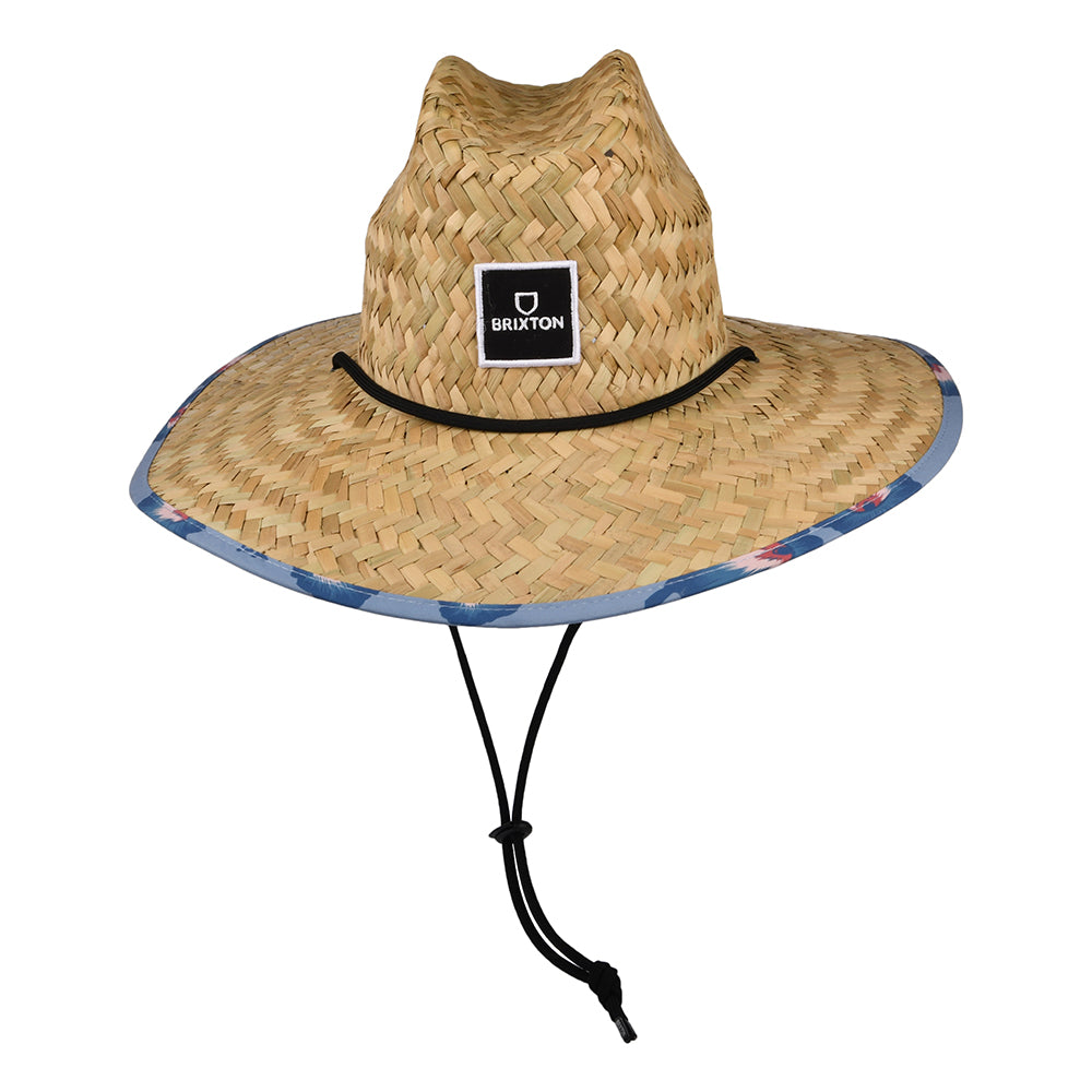 Sombrero de Guardacosta Alpha Square de paja de Brixton - Beige Arena-Azul Claro